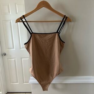 Express | Tan Double Strap Bodysuit